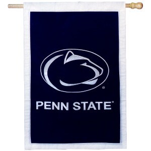 navy flag with white trim, Athletic Logo, and Penn State